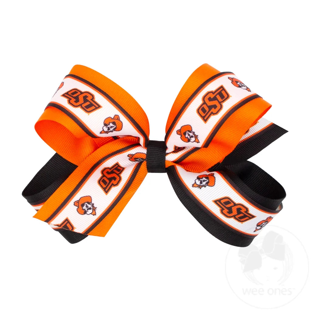 Large Oklahoma State Logo Ribbon Underlay Hair Bow
