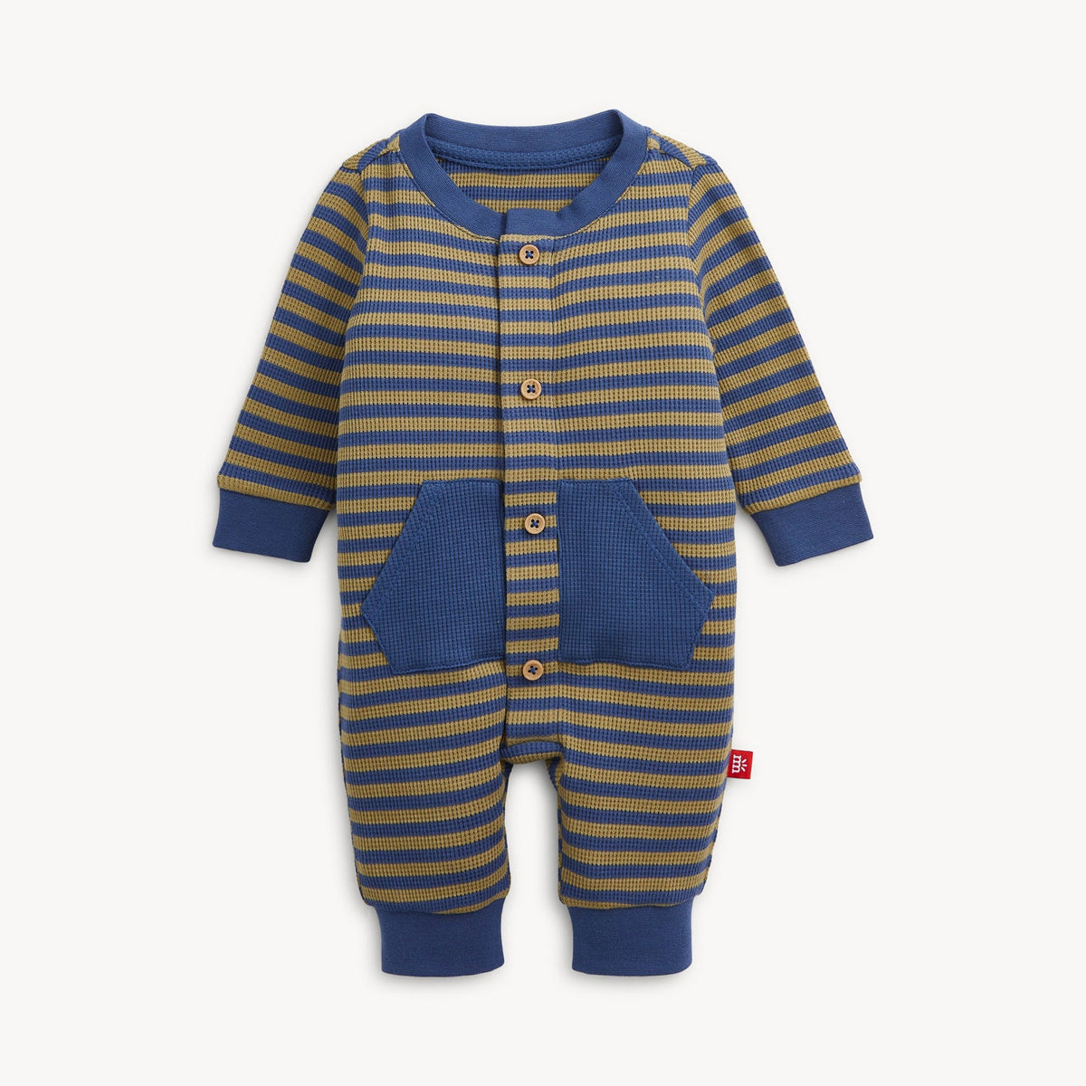 Green Strip Waffle Romper