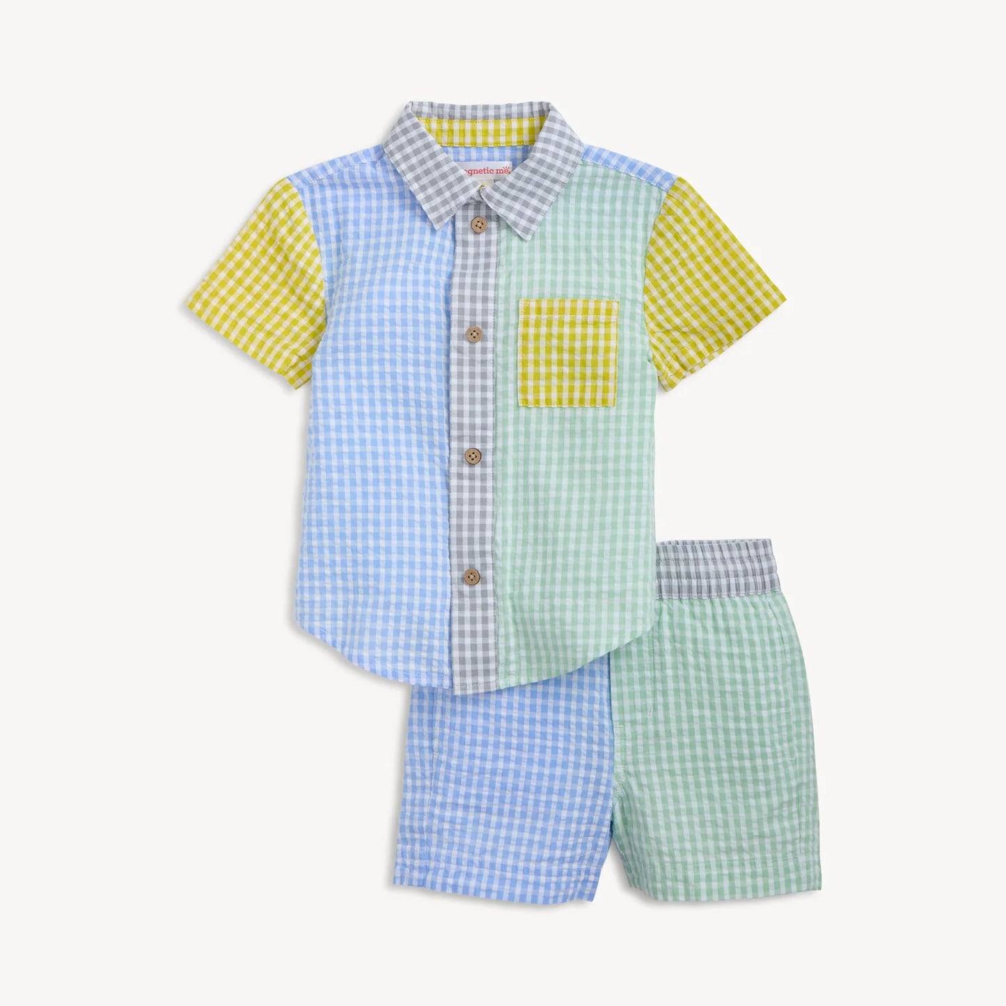 Boys's Collar Shirt & Shorts | Multi Gingham