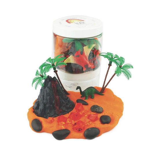 Dinosaur Volcano Sensory Dough-to-Go Jar