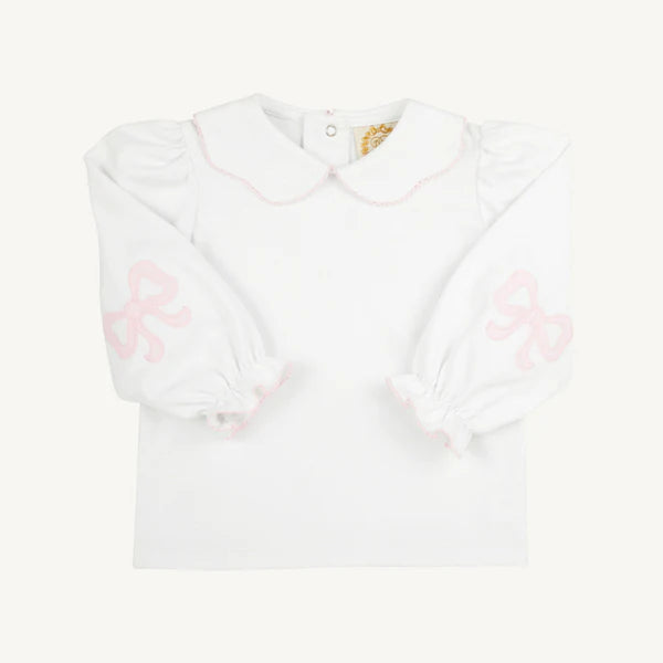 Emma's Elbow Patch Top | Worth Avenue White with Palm Beach Pink