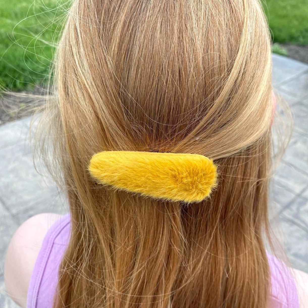 3" Faux Fur Snap Clip - Mustard