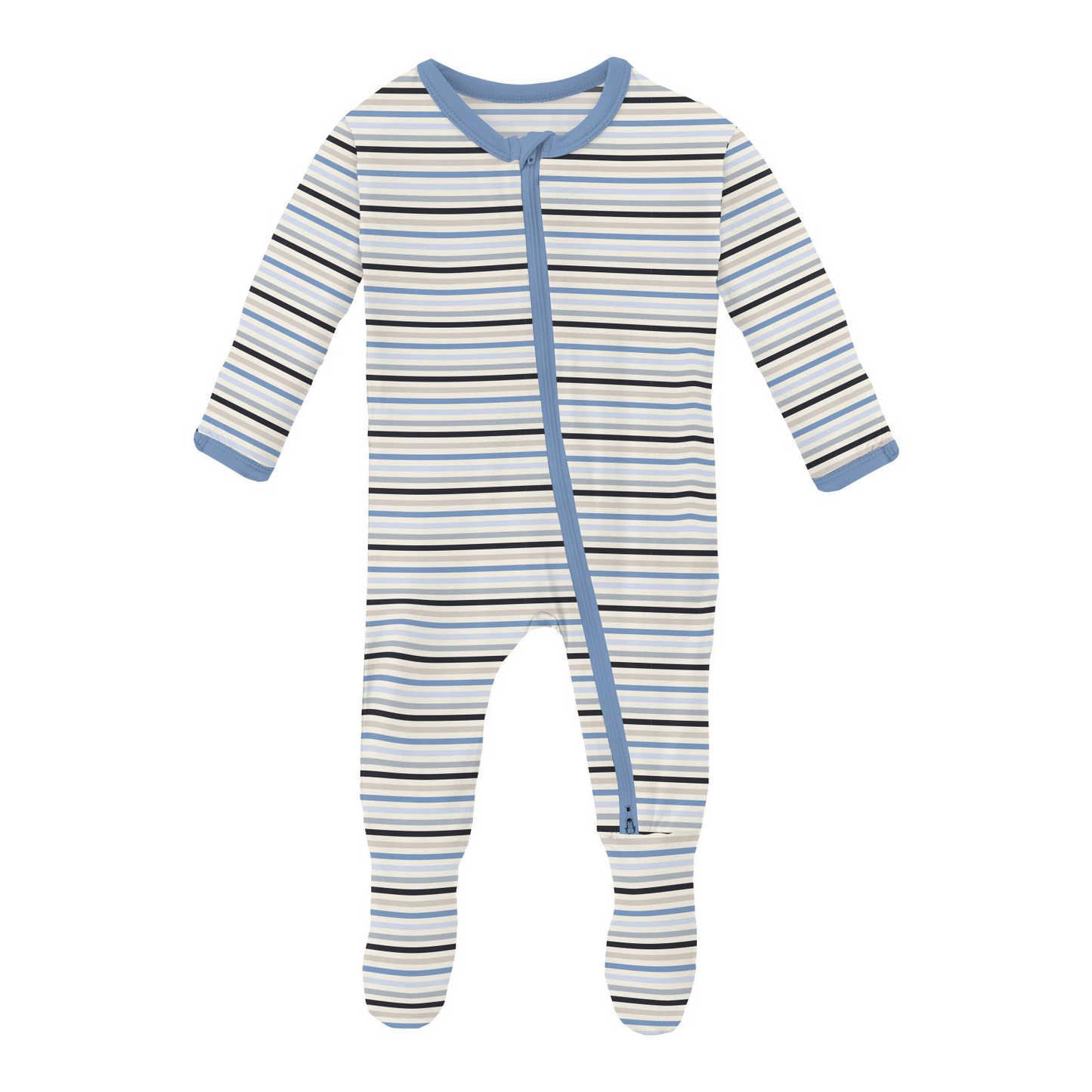 Rhyme Stripe Print Footie with 2 Way Zipper (Copy)