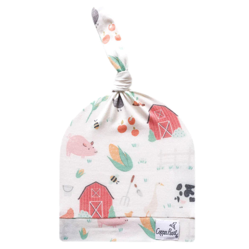 Copper Pearl Top Knot Hat 0-4mo - Farmstead