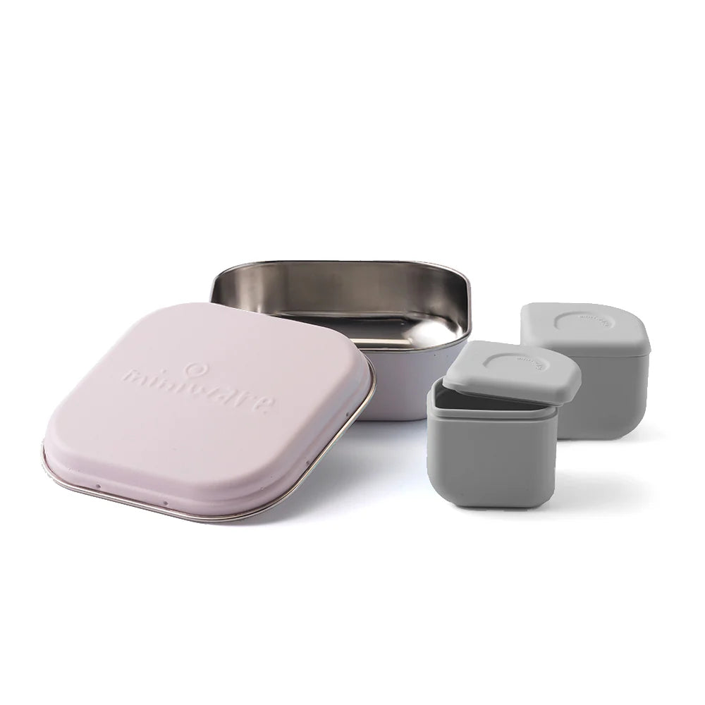 GrowBento: Bento Box Lunch Box Set - Cotton Candy + Dove Grey