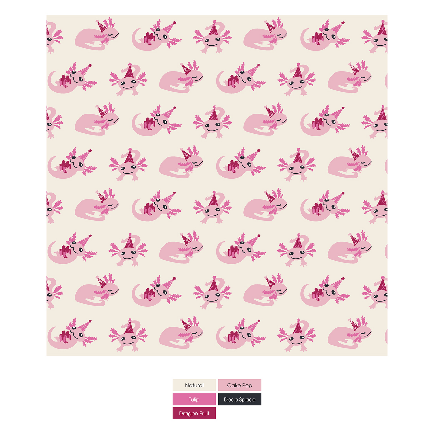 Natural Axolotl Party Short Sleeve Graphic Tee Pajama Set