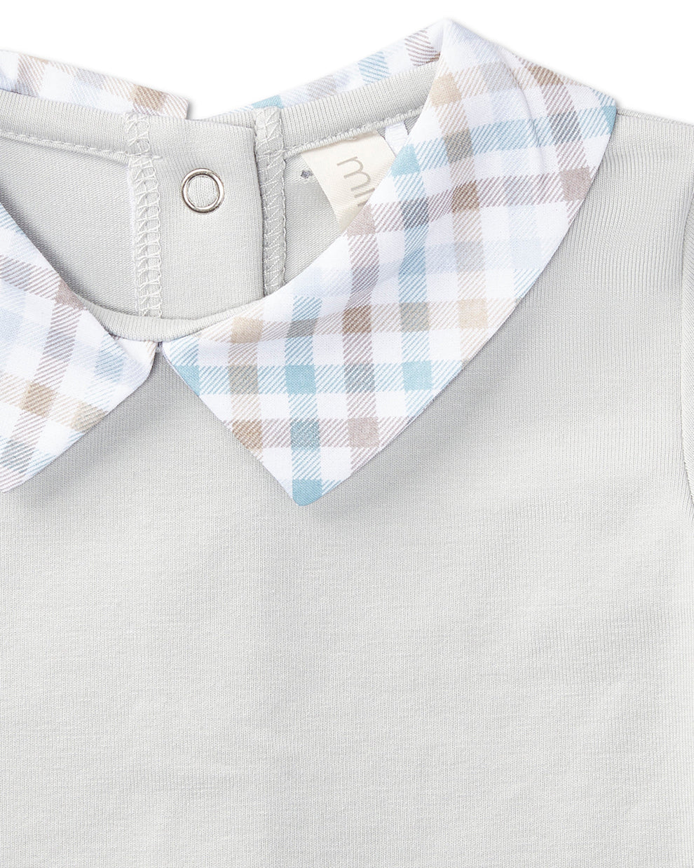 Plaid Collar Footie-Pearl Blue