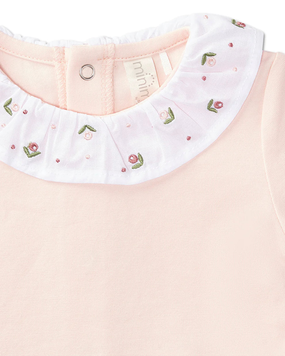 Flower Ruffle Collar Footie-Soft Pink