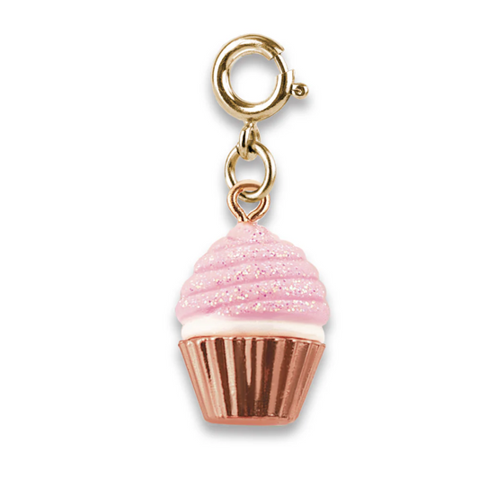 Gold/Pink Glitter Cupcake Charm