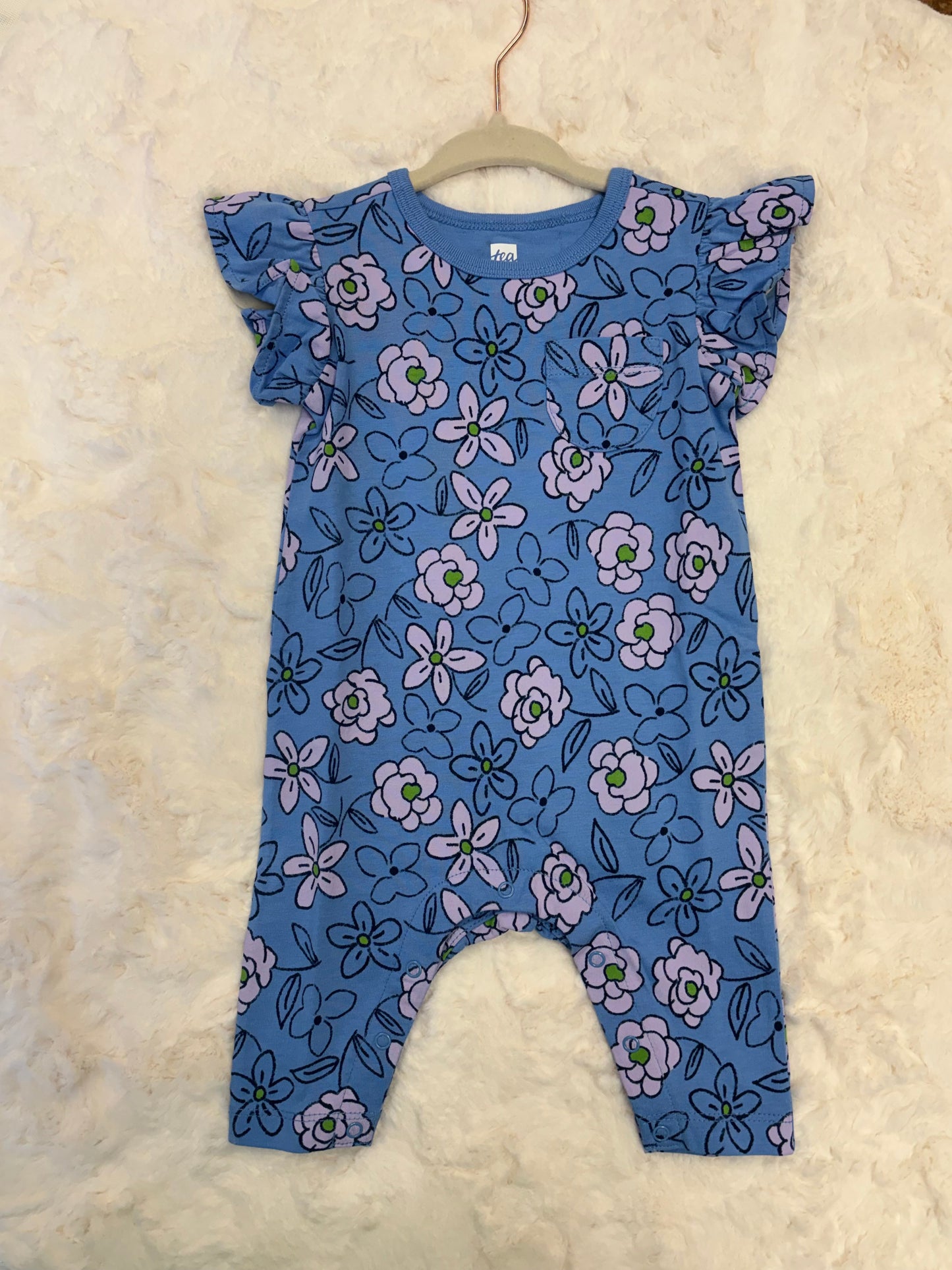 Ruffle Sleeve Pocket Romper