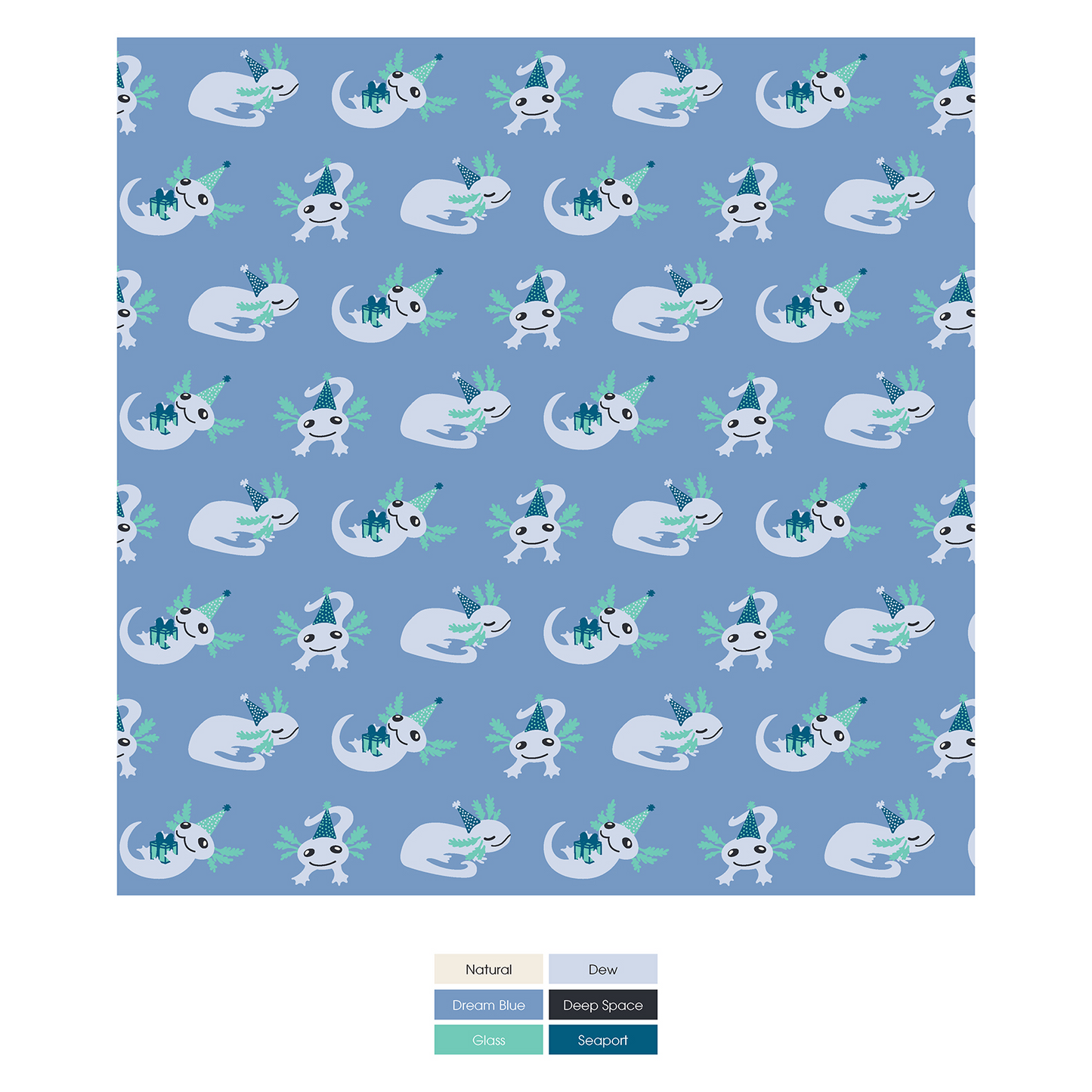 Dream Blue Axolotl Party Short Sleeve Graphic Tee Pajama Set