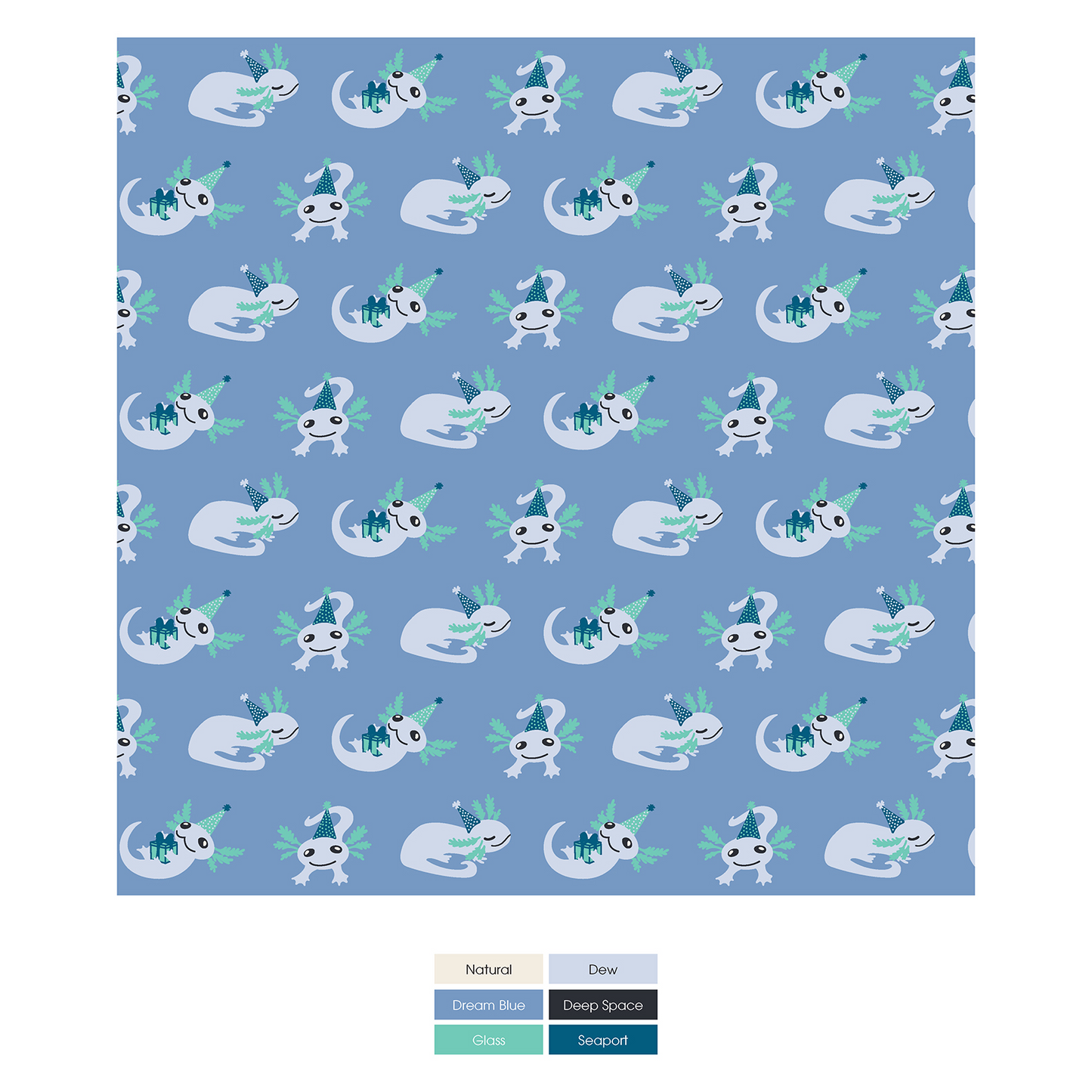 Dream Blue Axolotl Party Convertible Sleeper with Zipper