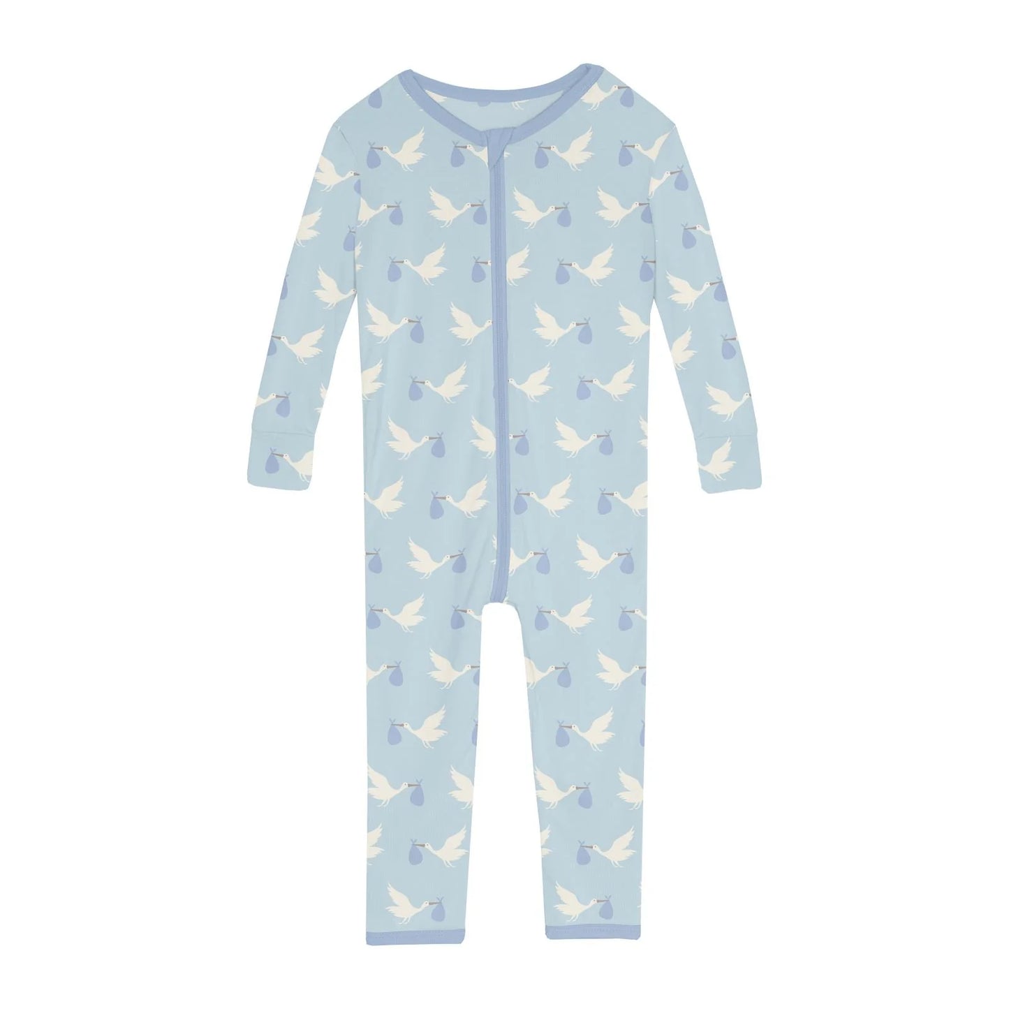 Spring Sky Stork Print Convertible Sleeper w/ 2 Way Zipper