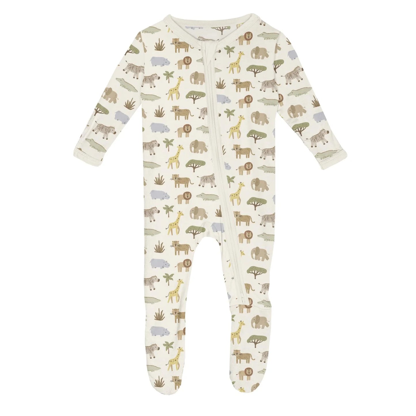 Footie with 2 Way Zipper | Natural Mini Safari