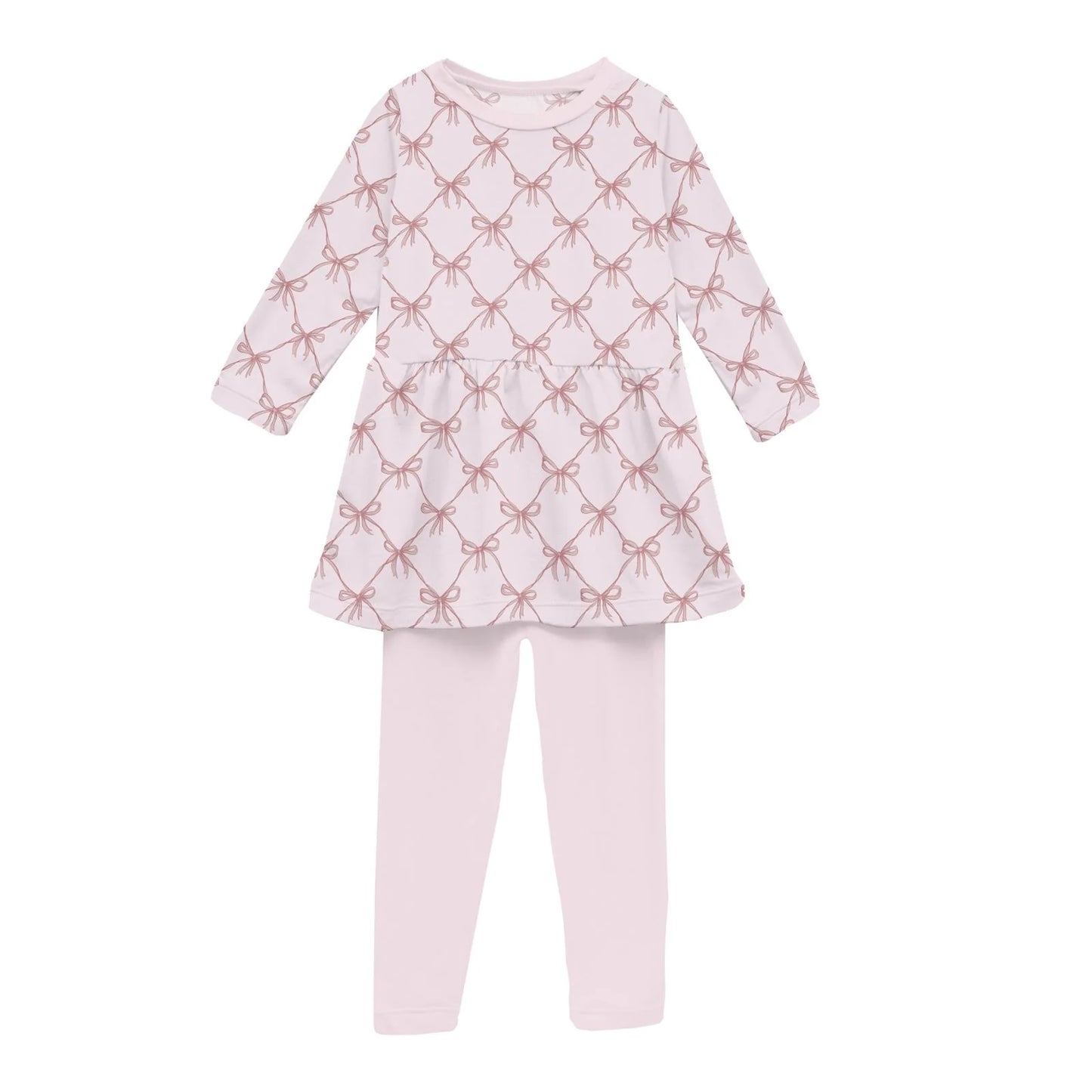 Long Sleeve Playtime Outfit Set | Shrinking Violet Bow Lattice