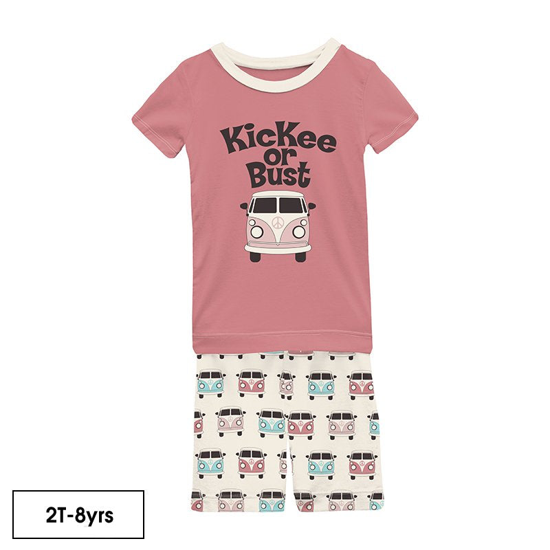 Natural Vintage Vans Print S/S Graphic Tee Pajama Set with Shorts
