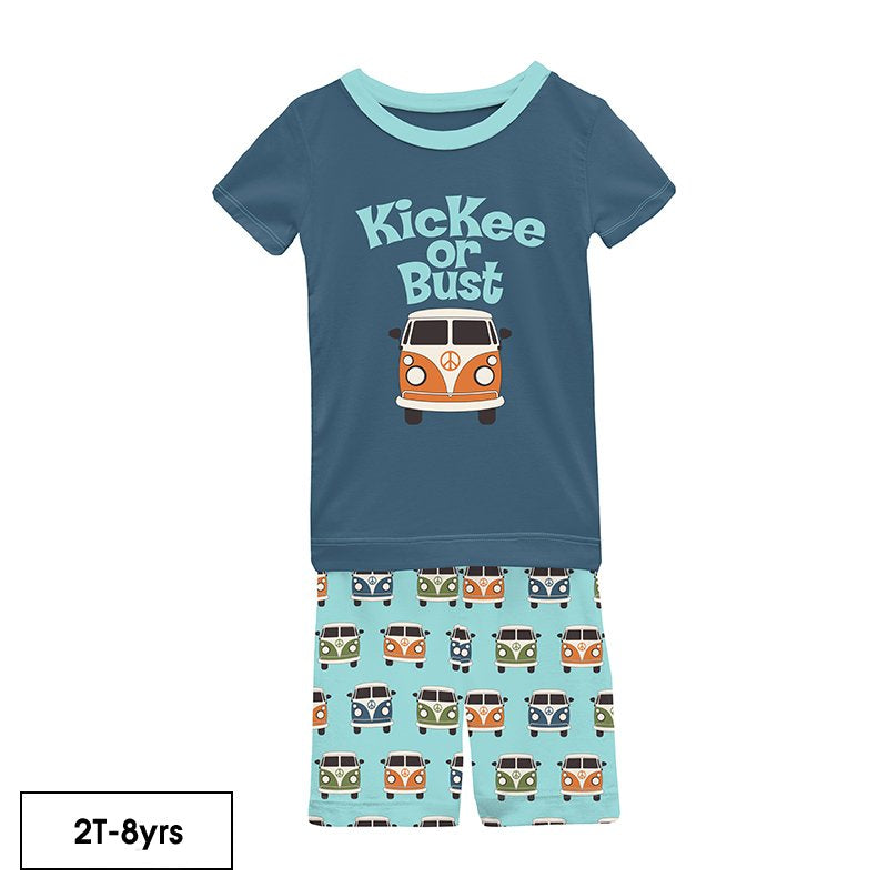 Summer Sky Vintage Vans Print S/S Graphic Tee Pajama Set with Shorts