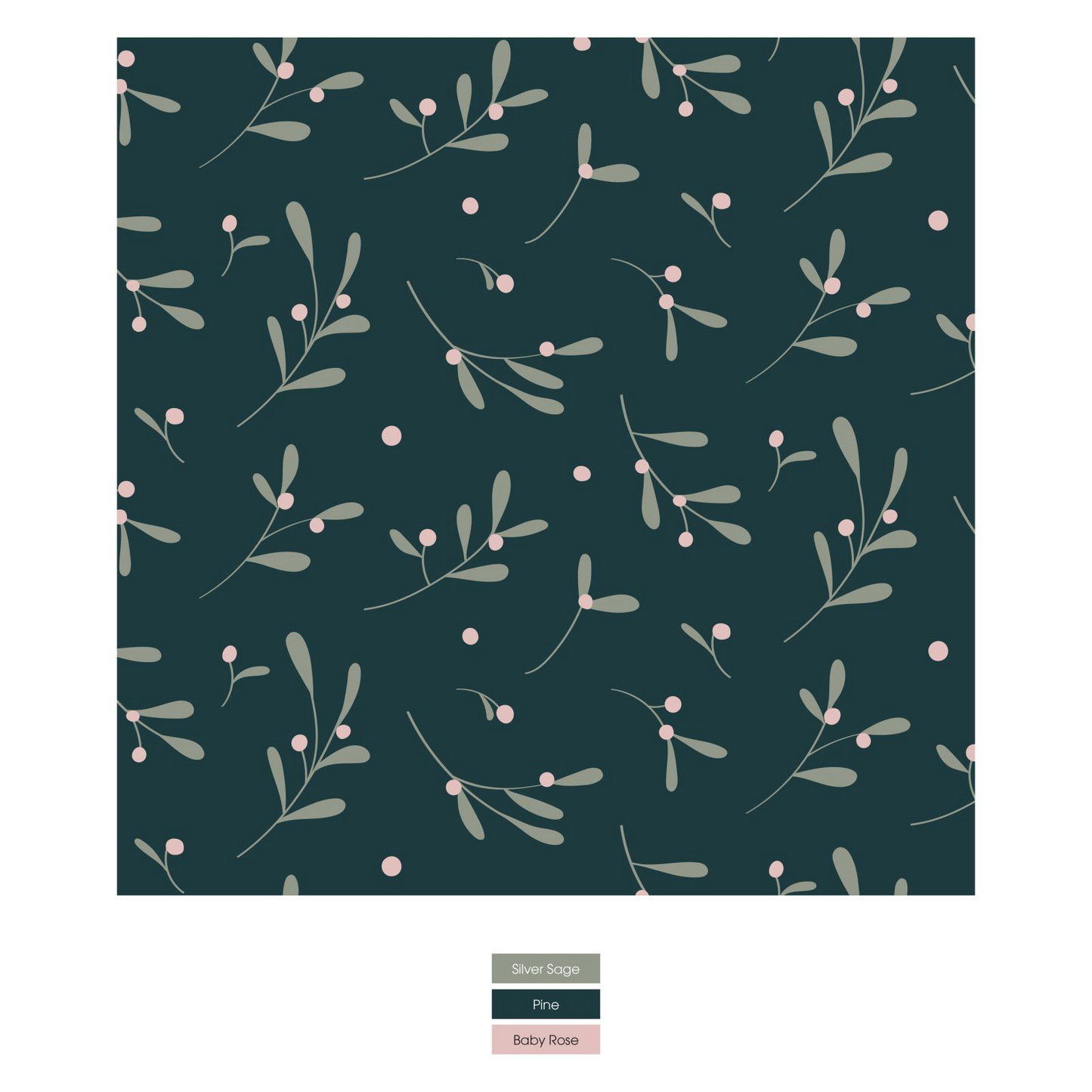 Pine Mistletoe Print Ruffle Footie with 2 Way Zipper
