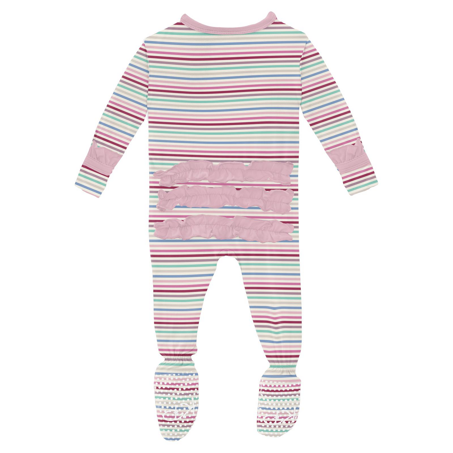 Make Believe Stripe Ruffle Footie with 2 Way Zipper (Copy)