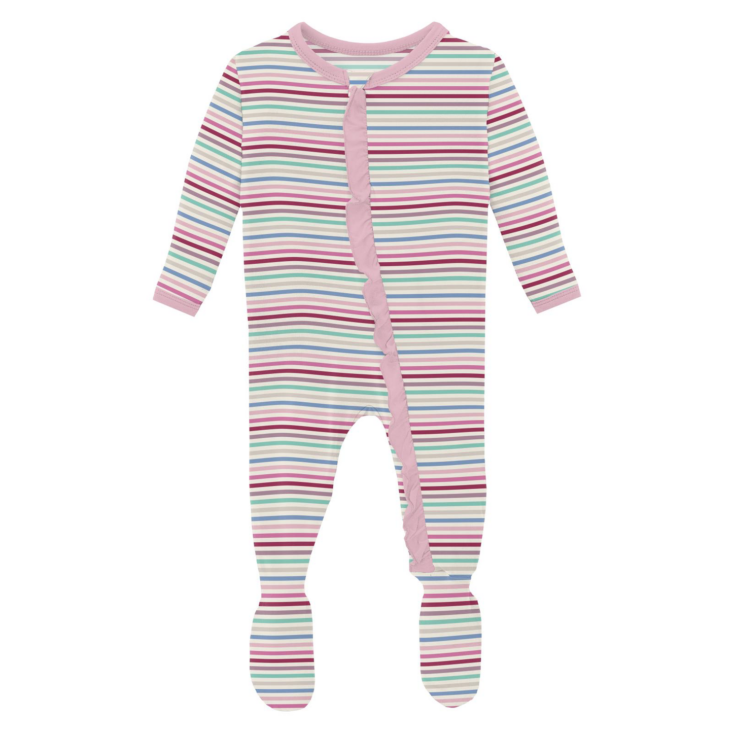 Make Believe Stripe Ruffle Footie with 2 Way Zipper (Copy)