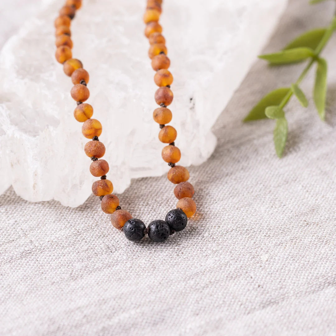 Baltic Amber + Lava Aromatherapy Necklace