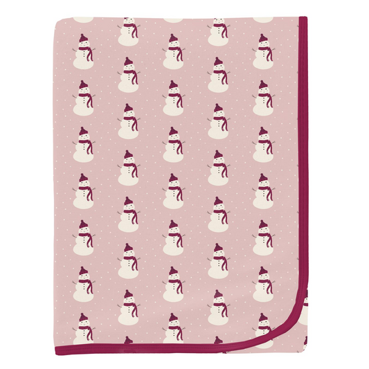 Baby Rose Tiny Snowman Print Swaddling Blanket