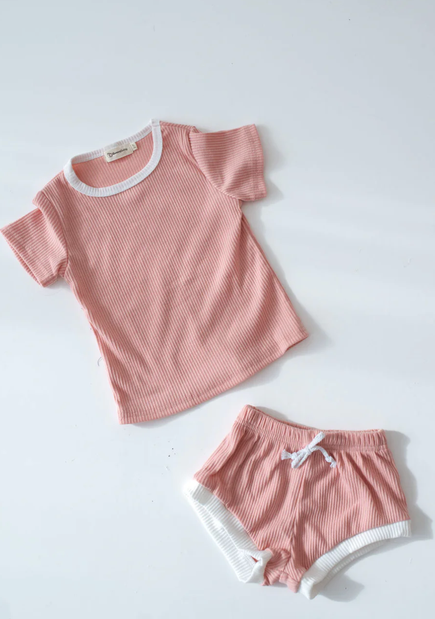 Ribbed Short Set - Pink