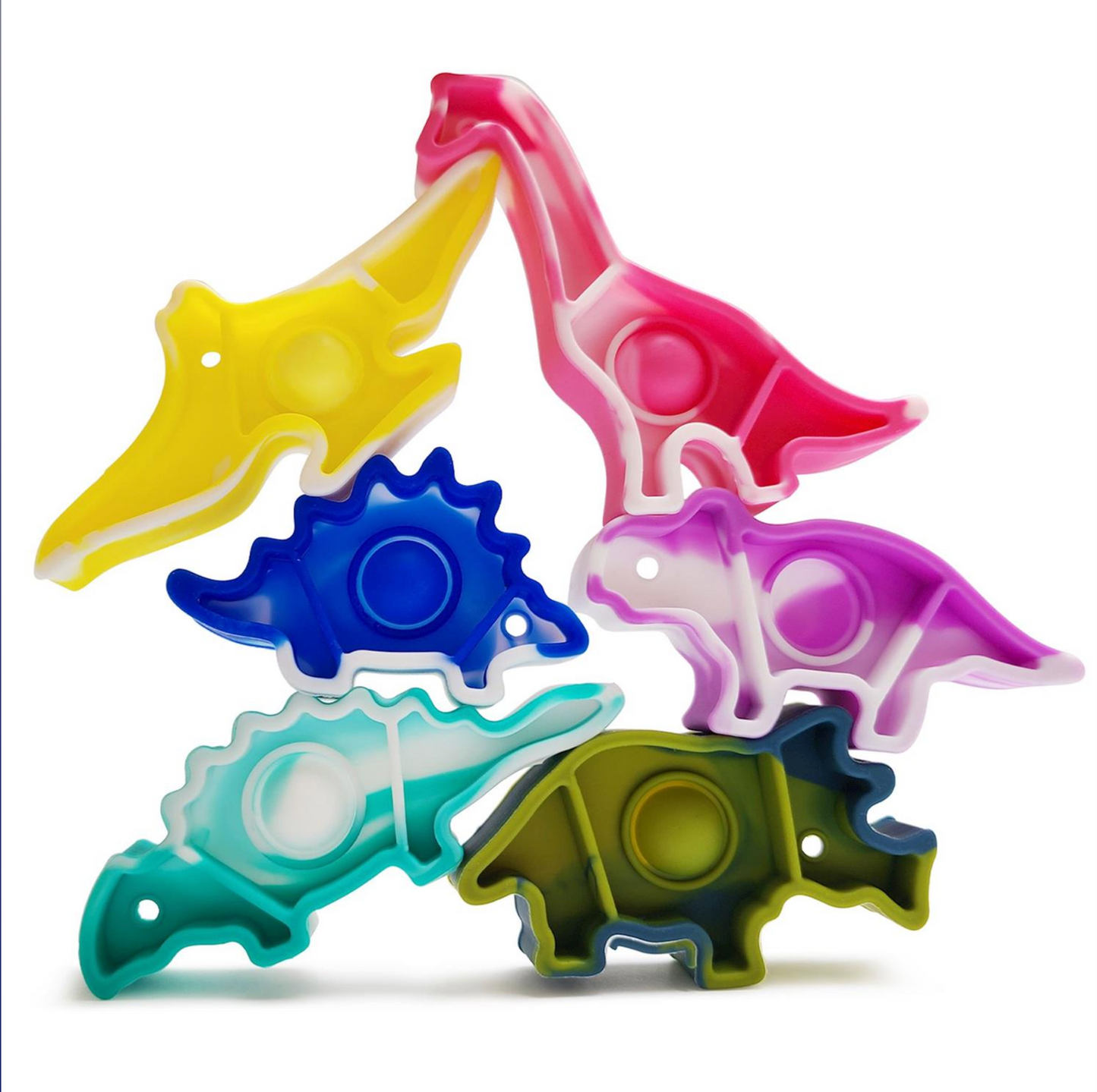 Dino Pop Set of 6 Balancing Dino Bubble Poppers