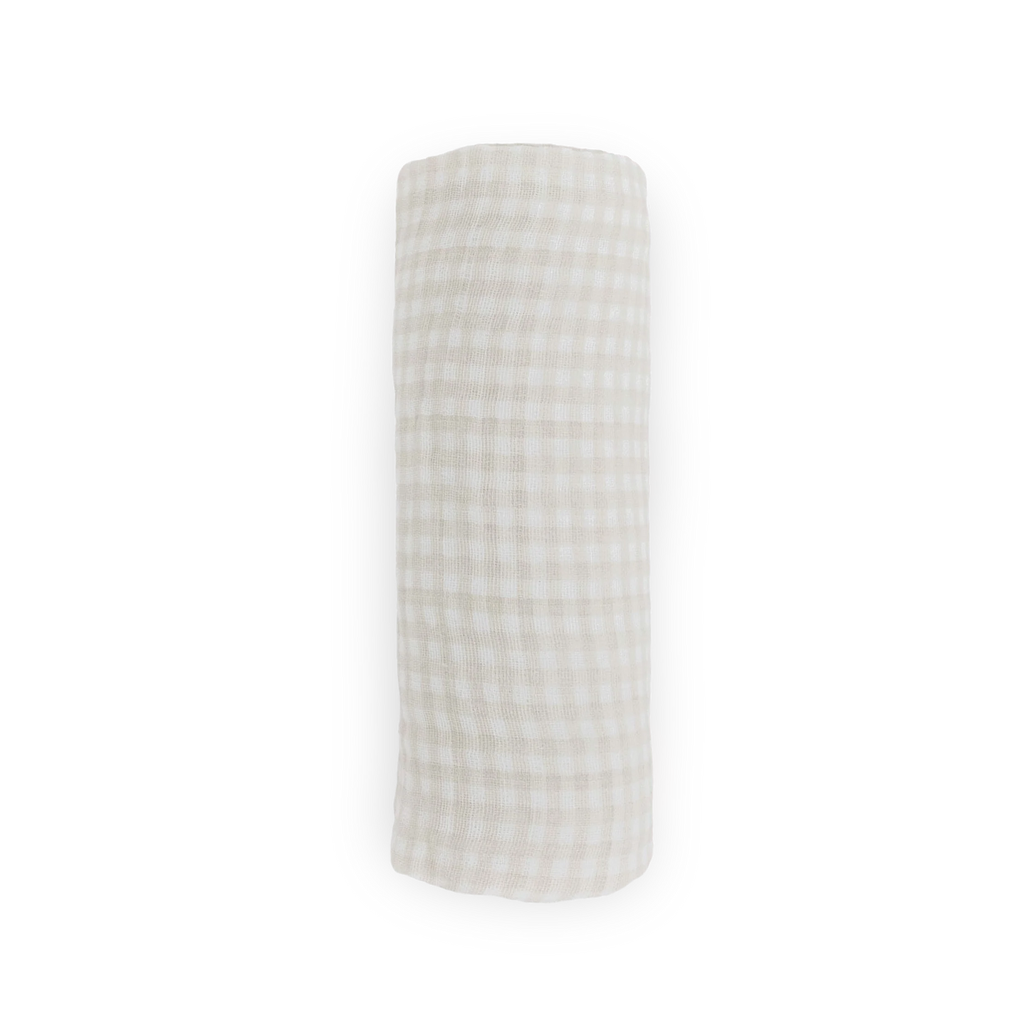 Tan Gingham Cotton Muslin Swaddle Blanket