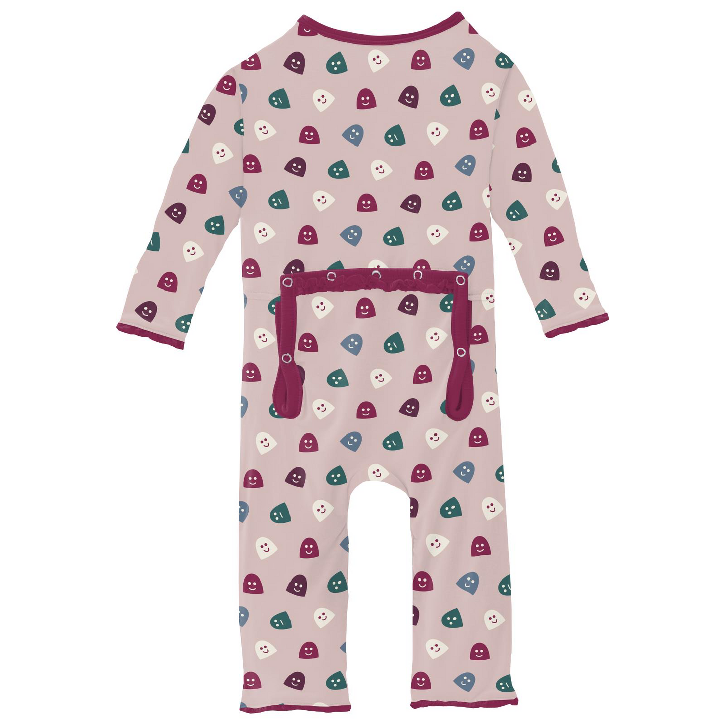 Baby Rose Happy Gumdrops Print Muffin Ruffle Coverall with 2 Way Zipper