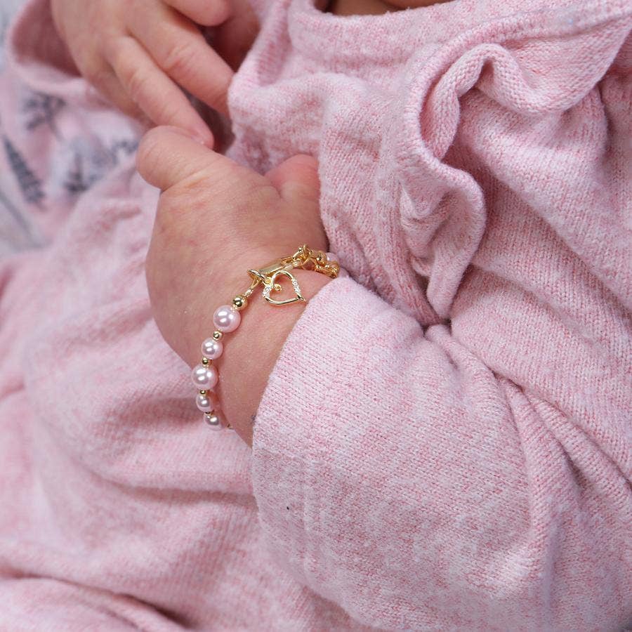 Larkin-14K Gold-Plated Pink Pearl Heart Bracelet