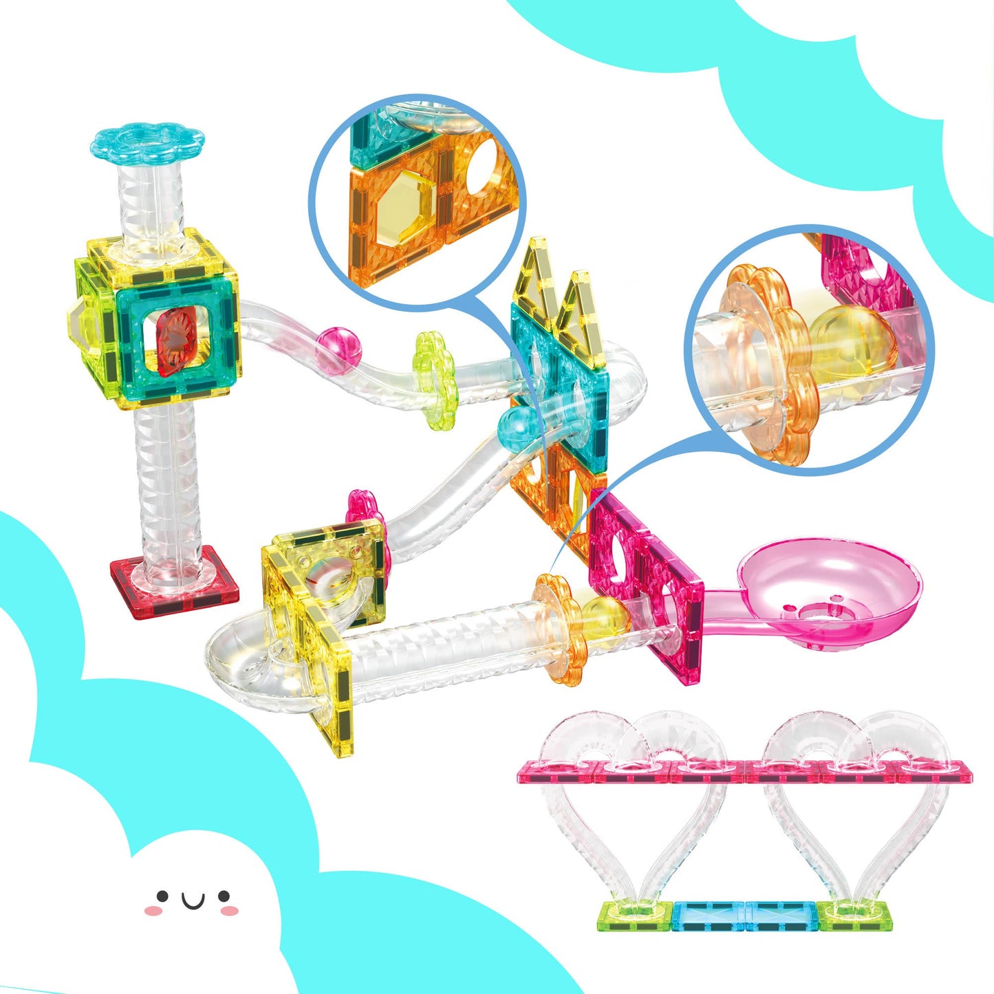 45 Piece Mini Magnetic Marble Run Track Set