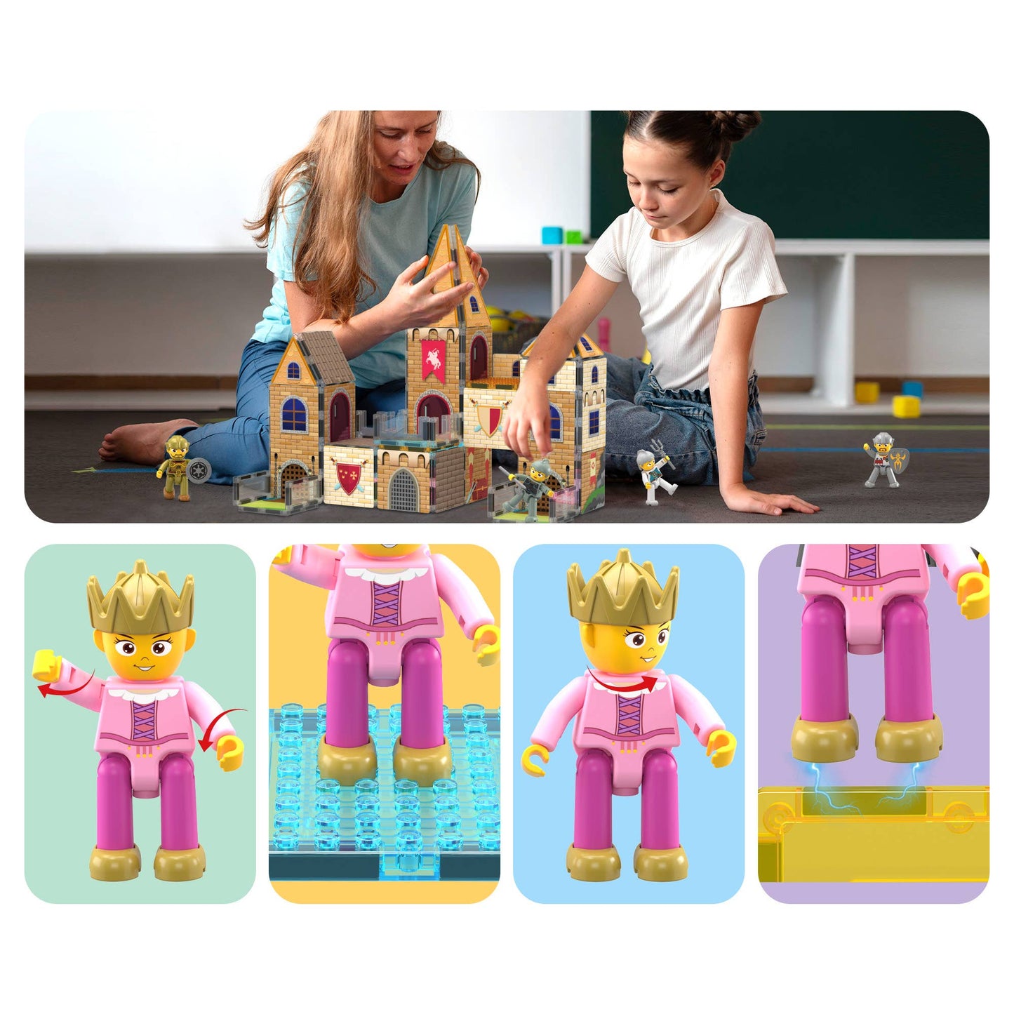 PicassoTiles 70pc (2-in-1 Castle) Magnetic Tile Building Set