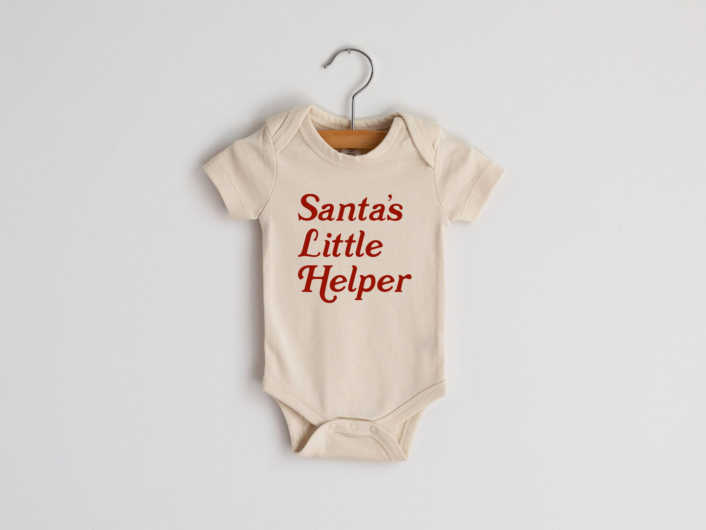 "Santa's Little Helper" | Cream Organic Baby Bodysuit
