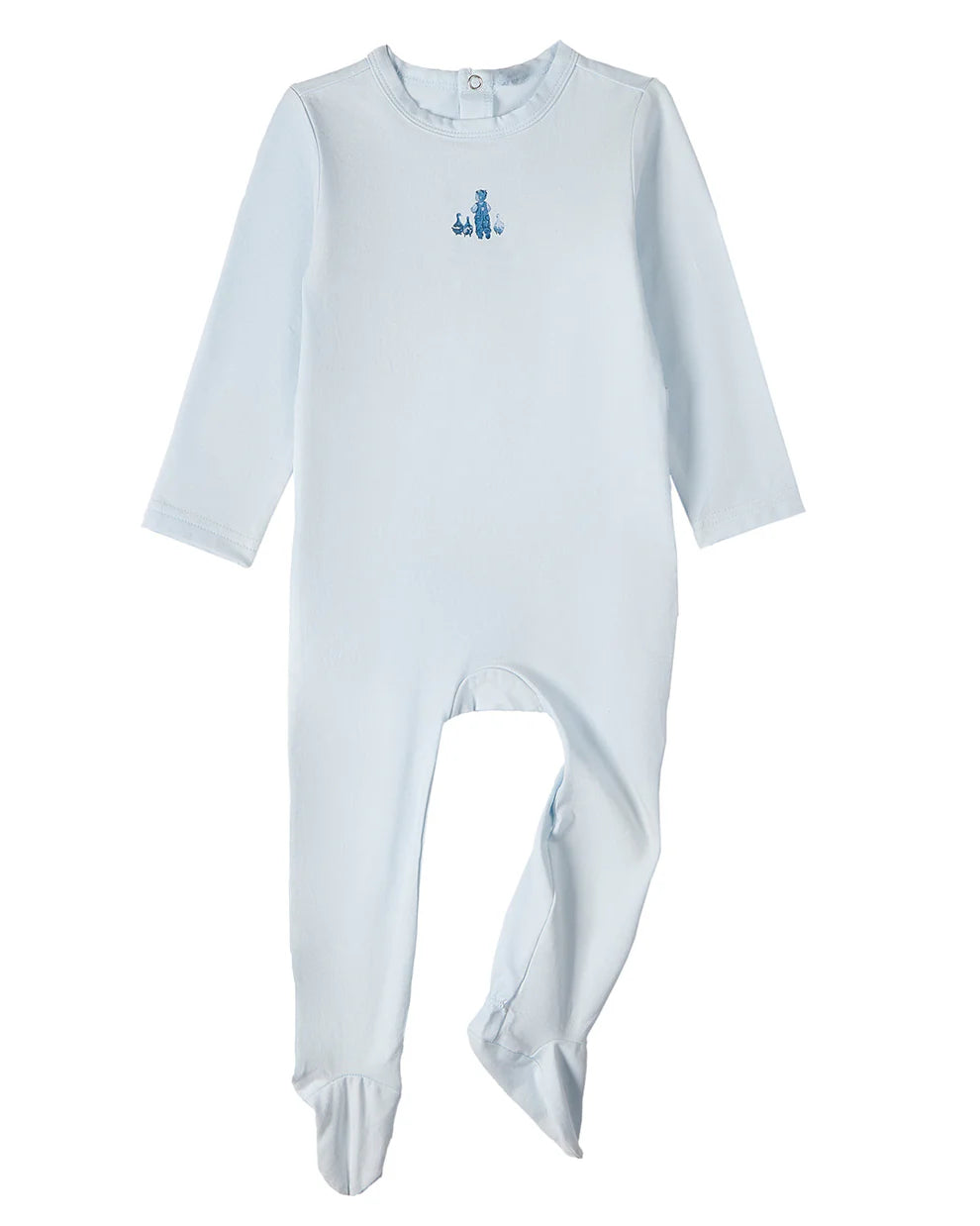 Boy and his Waddling Ducks Footie - Pearl Blue
