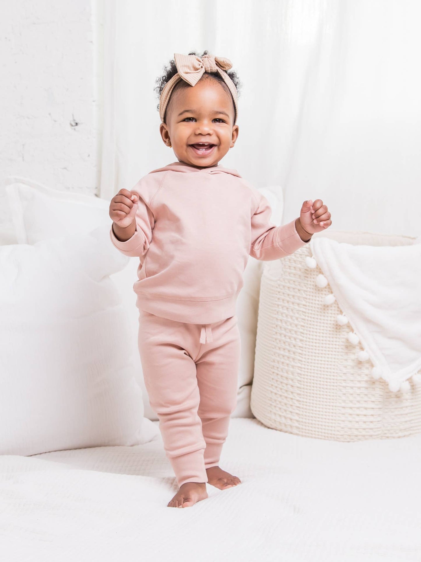 Organic Baby and Kids Madison Hooded Pullover - Blush