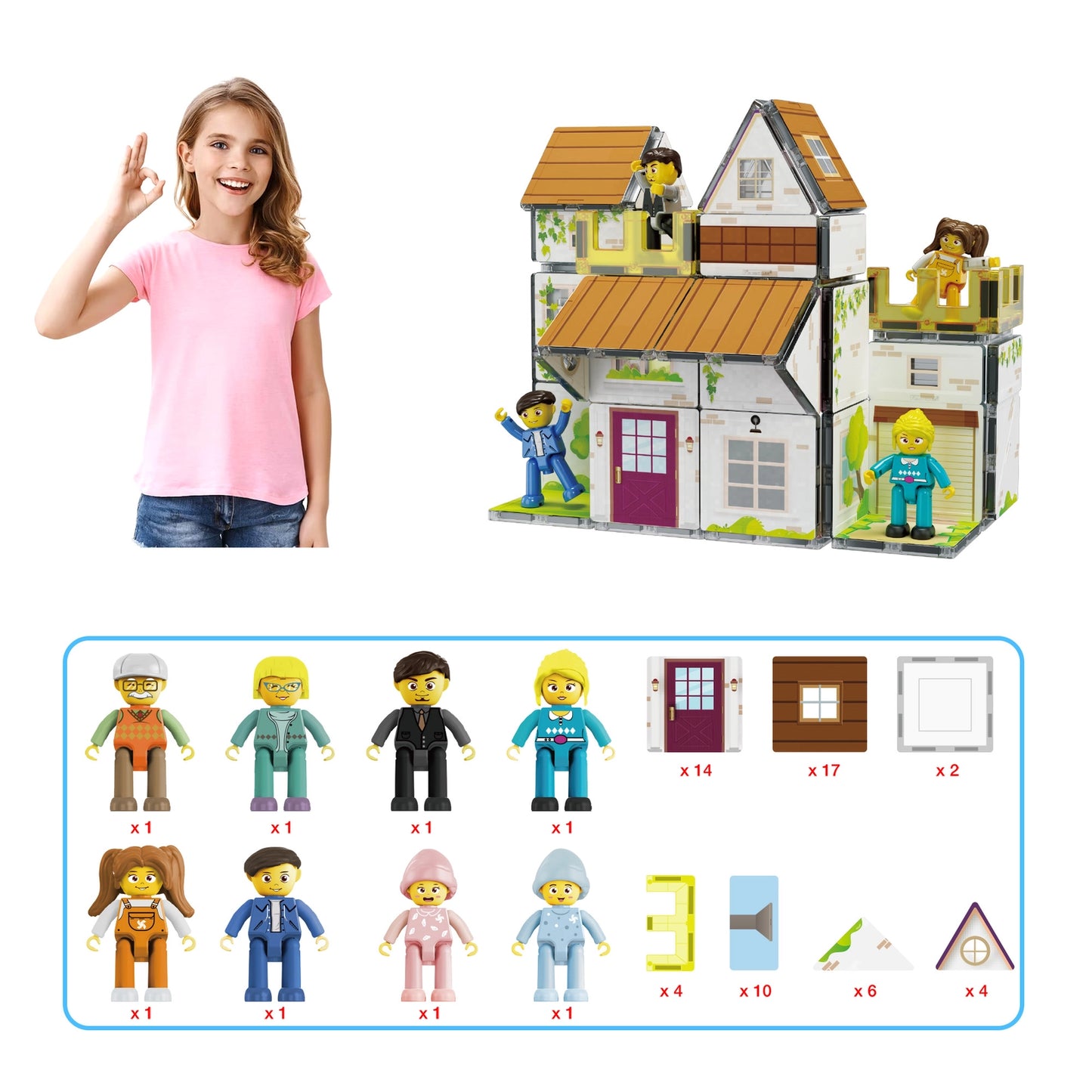 Magnet Tile Building Blocks Family Homestead Dollhouse