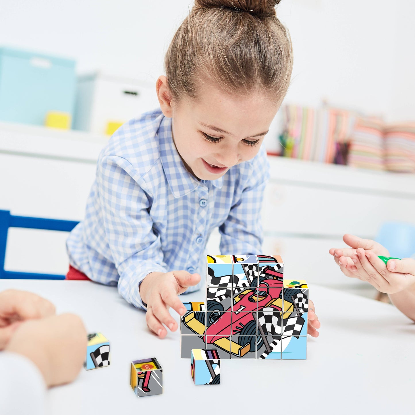 1" Magnetic Cube Puzzle Block Vehicle Set - 20pcs