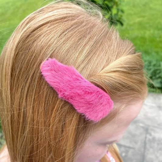3" Faux Fur Snap Clip - Hot Pink
