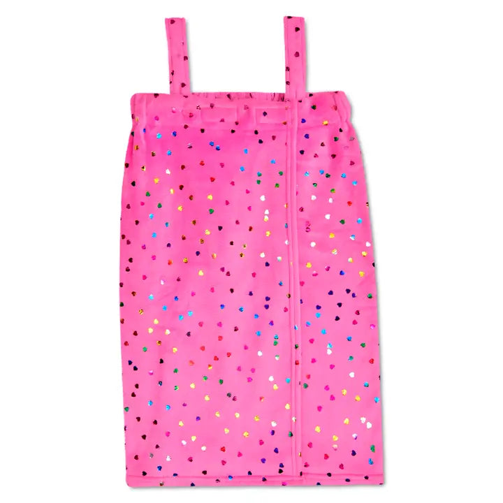 iScream Pink Foil Hearts Plush Spa Wrap
