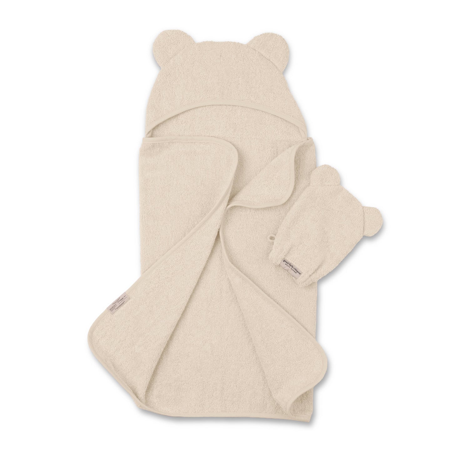 Hooded Towel + Wash Mitt Set Linen