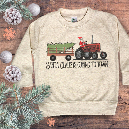 "Santa Claus is coming to town" L/S Kids Tee