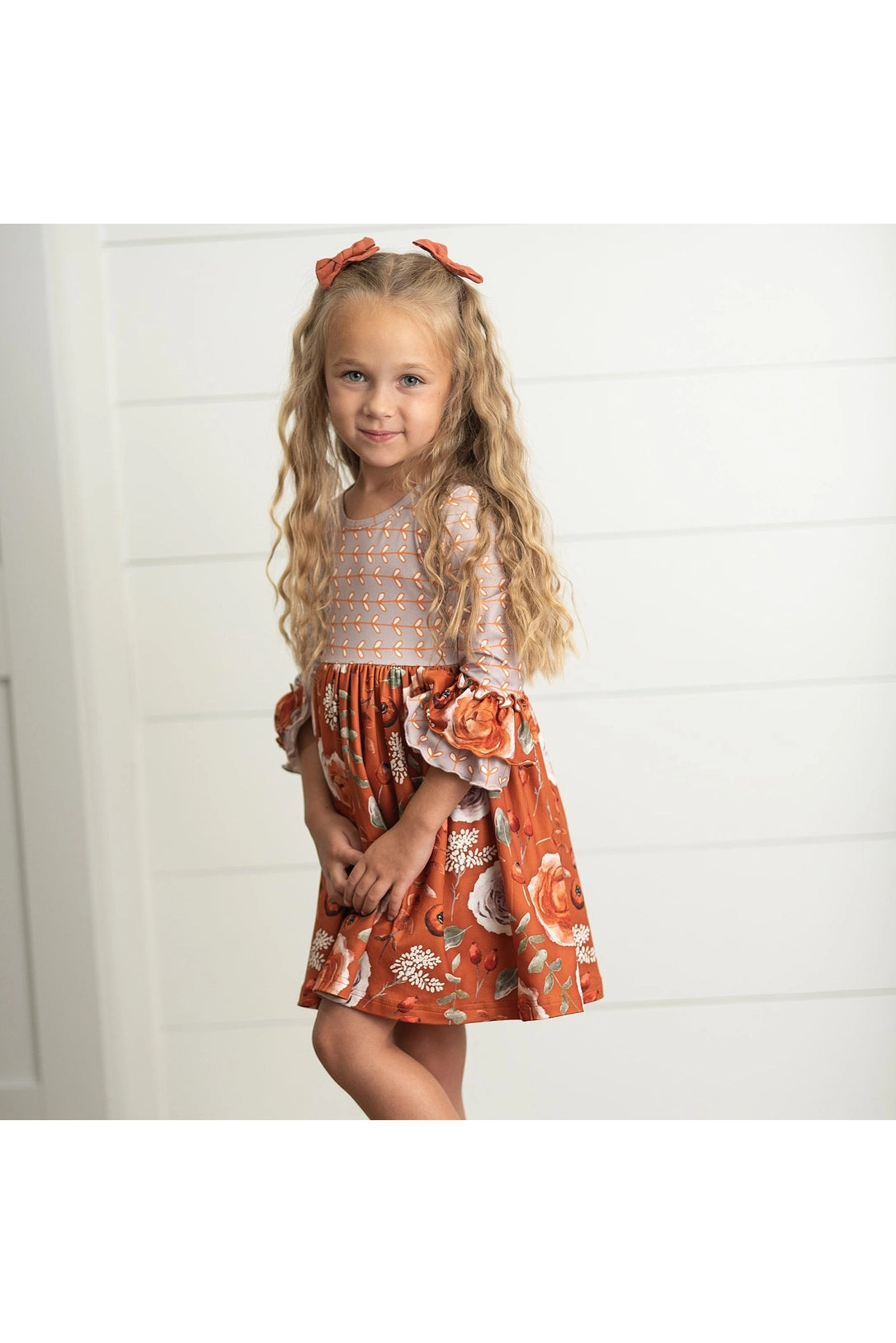 Girls Fall Floral Twirl Dress