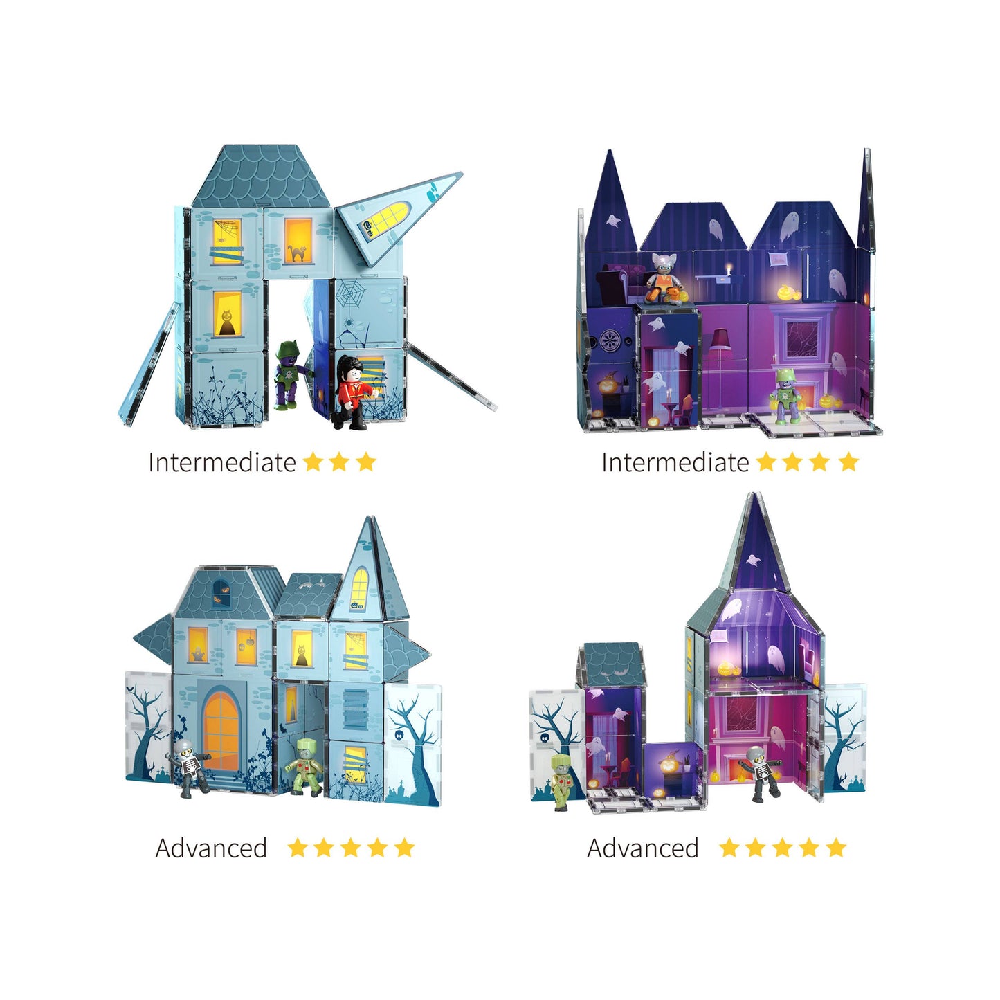 57pc Haunted House Theme Magnet Tile Building Blocks Set
