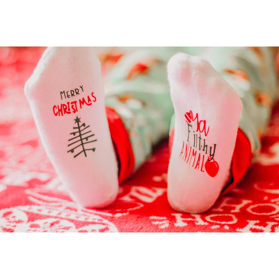 Dorothy's Reason Merry Christmas Ya Filthy Animal Baby Socks