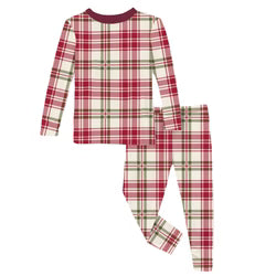Kickee Pants Print Long Sleeve Pajama Set- Fireside Plaid