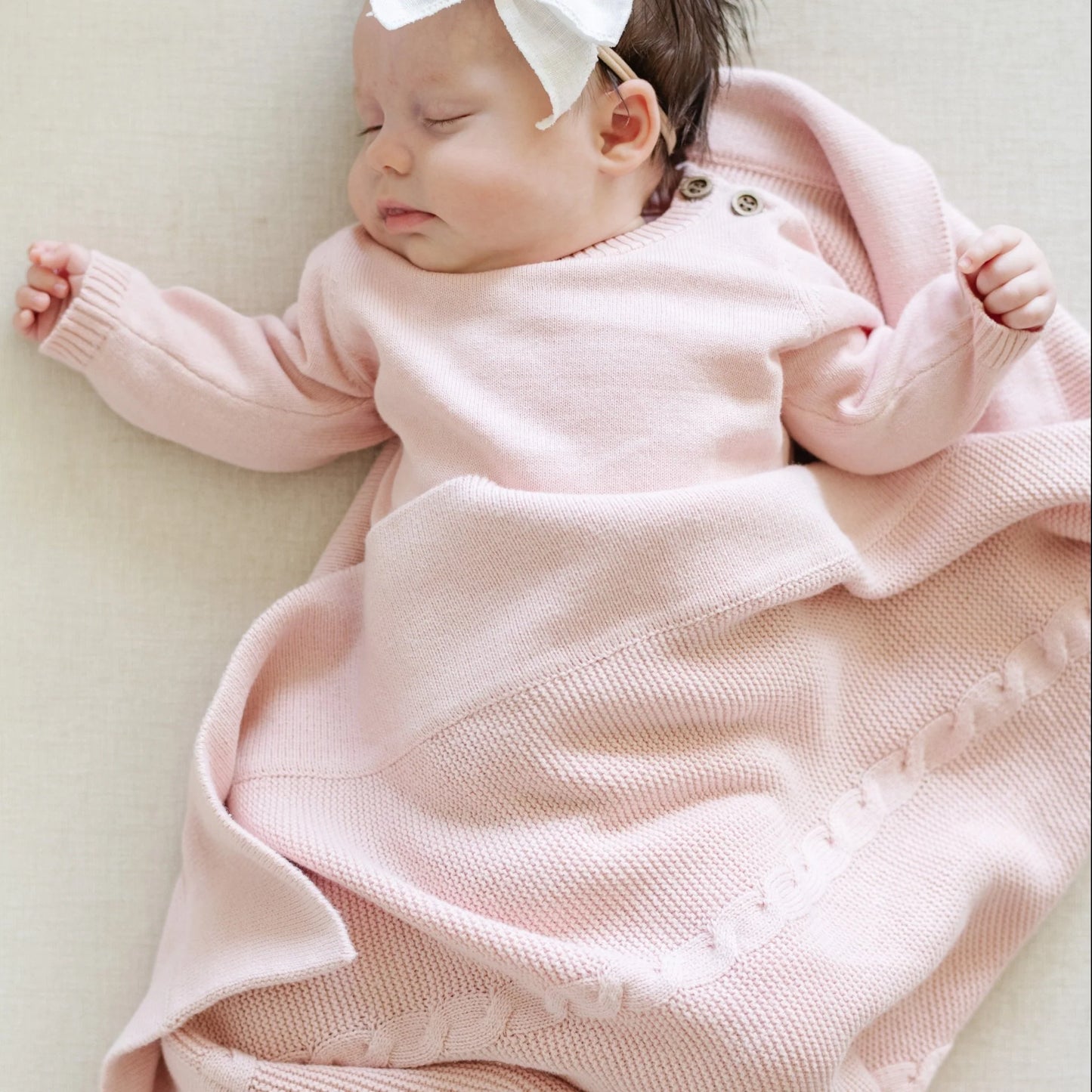 Pink Heirloom Cotton Knit Receiving Blanket