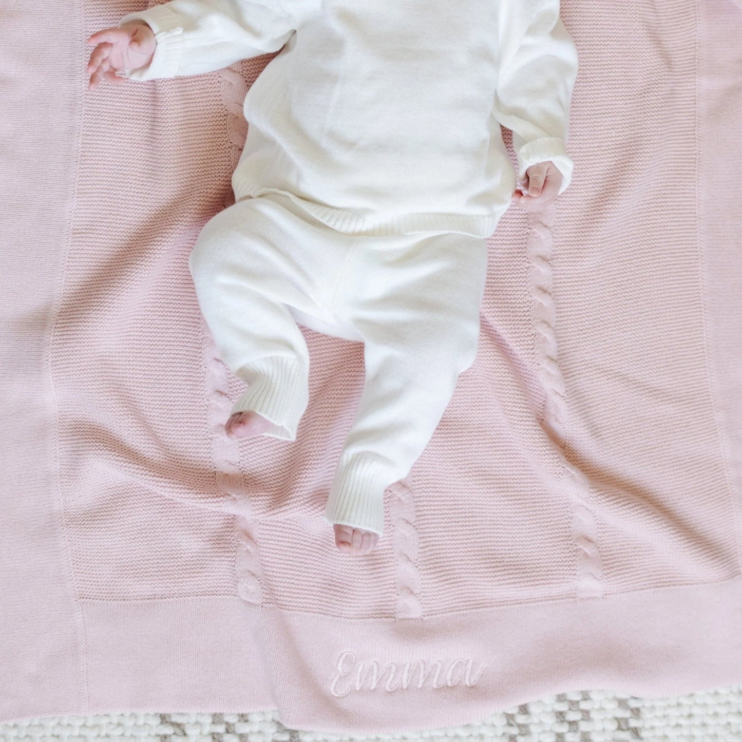 Pink Heirloom Cotton Knit Receiving Blanket