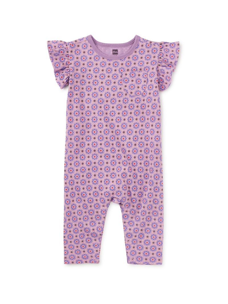 Korean Tiles Ruffle Sleeve Baby Romper