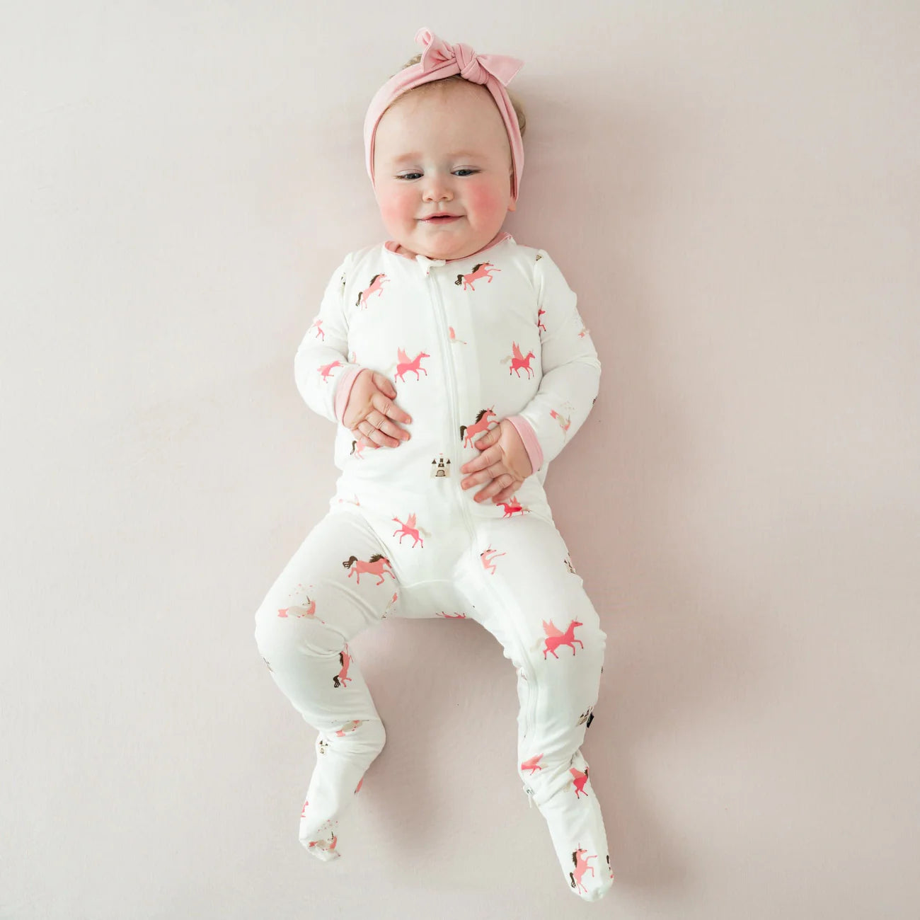 Unicorn Print Zippered Footie